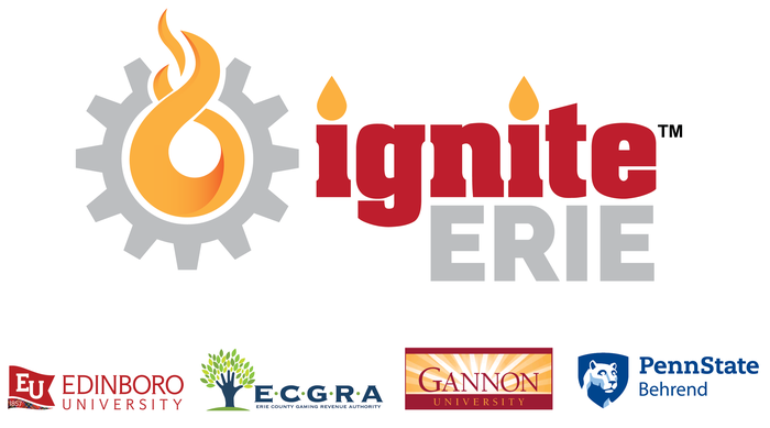 Logo for Ignite Erie, Edinboro University, ECGRA, Gannon University, and Penn State Behrend