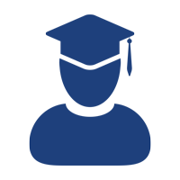 Shapes representing a student wearing a graduation cap