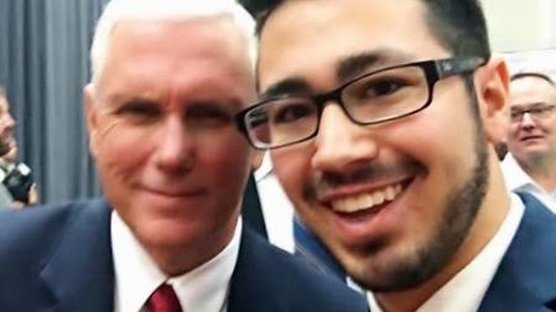 Mike Pence with former College Republicans President Justin Gallagher