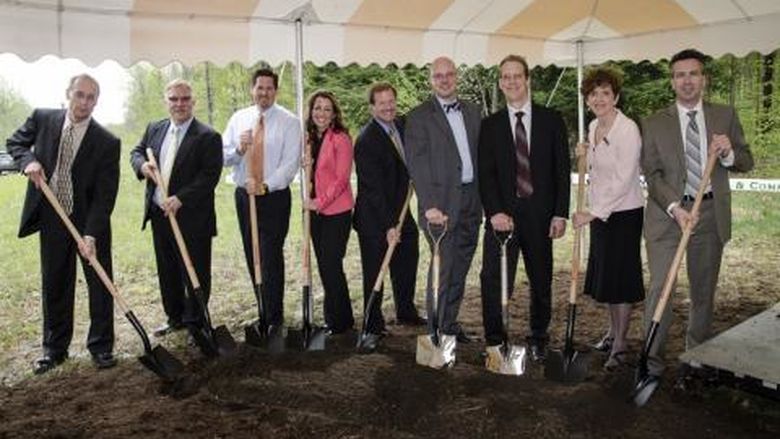 Penn State Behrend officials break ground for a new building.