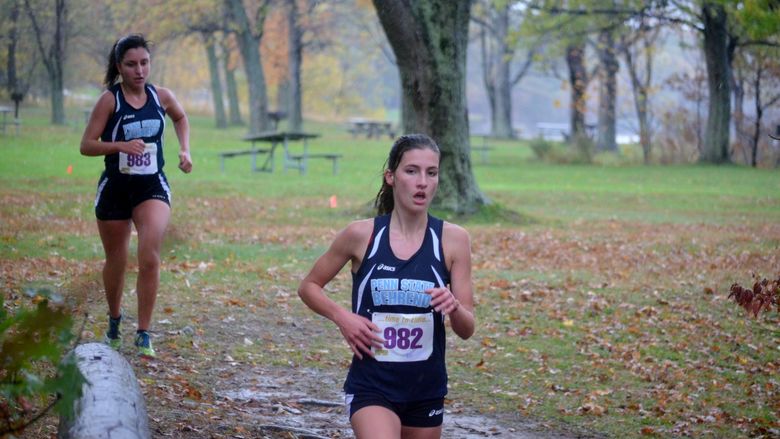 Penn State Behrend runners compete at the 2017 AMCC championships.