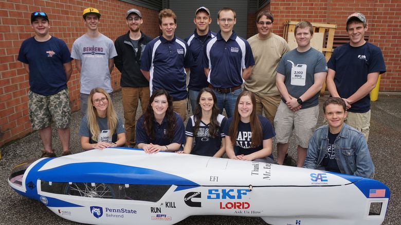 Behrend’s SAE Club's 2017 vehicle, pictured, traveled 2,418 miles on one gallon of gas.
