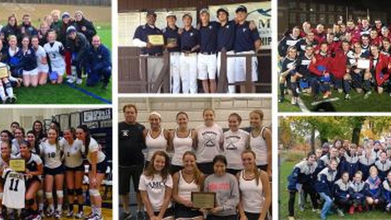 Group photos of Penn State Behrend's AMCC championship teams