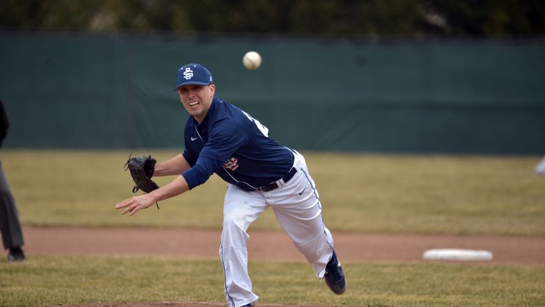Penn State Behrend pitcher Phil Myers throws the ball.