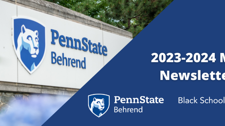 Photo of Penn State Behrend Sign with 2023-24 MIS Newsletter Text