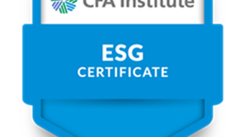 Shield displaying text of CFA Institute for ESG Certificate