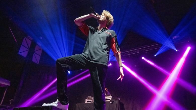 The rapper Yung Gravy sings during the 2022 student concert at Penn State Behrend.
