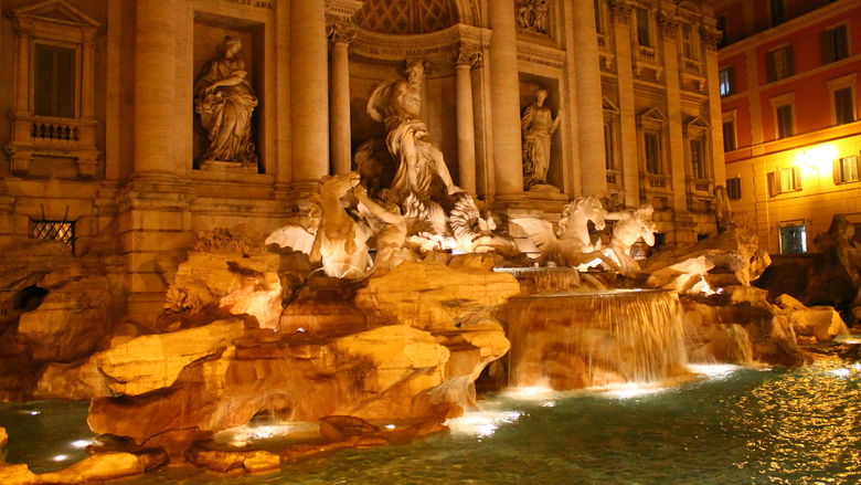 Trevi fountain in Rome in a spring night