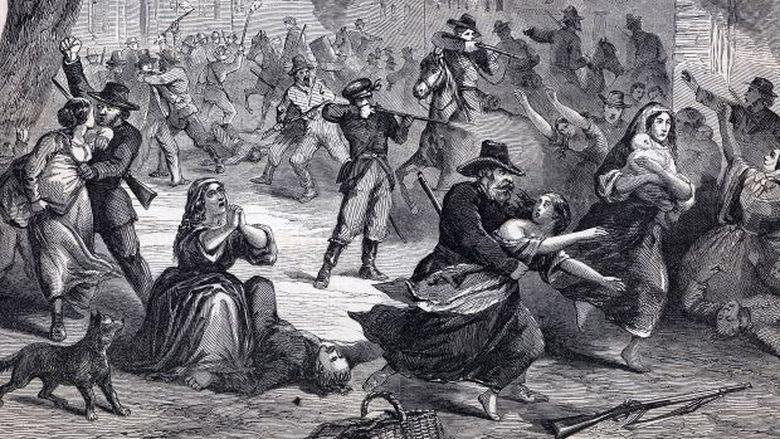 An illustration of the attack on Lawrence, Kansas