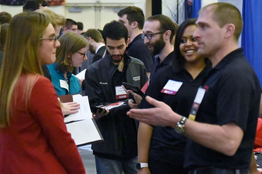 A record 186 companies attended Penn State Behrend's Spring Career and Internship Fair, held March 20 in the college’s Junker Center.