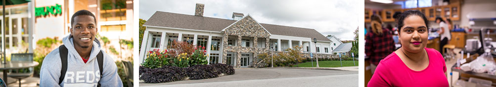 Admission Admission photoband shows Metzgar Center and photos of students.