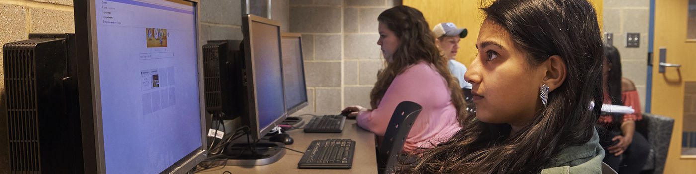 Students studying in a computer lab in Ohio Hall
