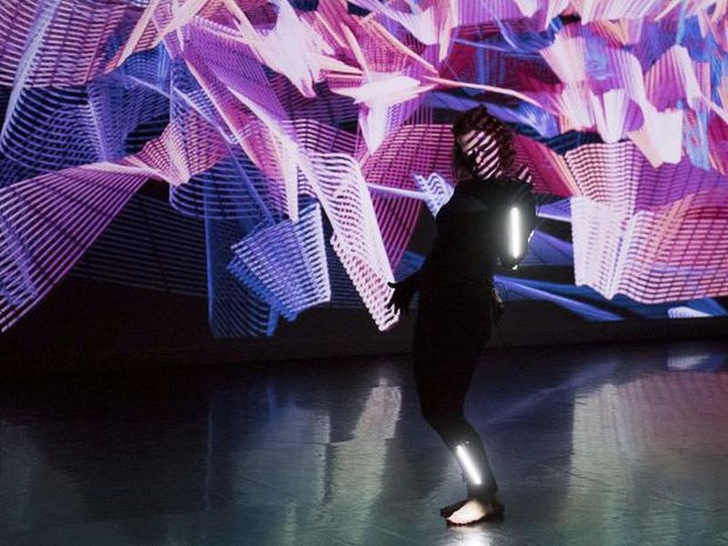 Lori Hepner, the Penn State Laureate, creates art with LED light sticks.