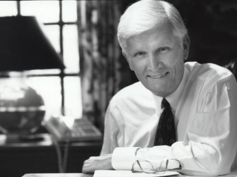 A black-and-white portrait of former Penn State Behrend Dean John M. Lilley