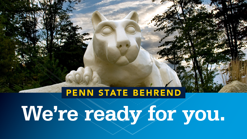 The words "We're ready for you" appear beneath an image of the Nittany Lion.