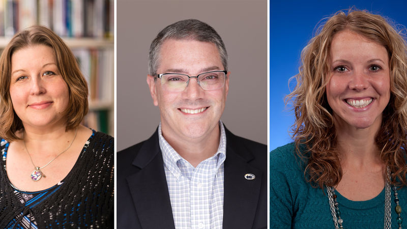Melanie Hetzel-Riggin, Eric Robbins and Courtney Nagle A portrait of Penn State Behrend faculty members Melanie Hetzel-Riggin, Eric Robbins and Courtney Nagle
