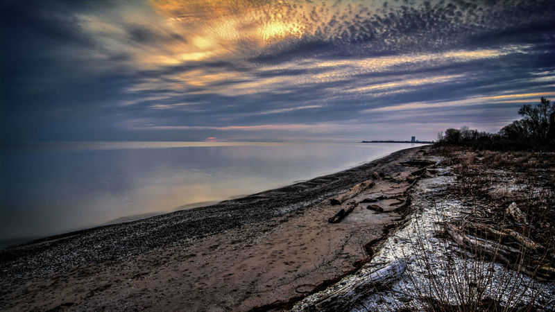 A sunrise over Lake Erie