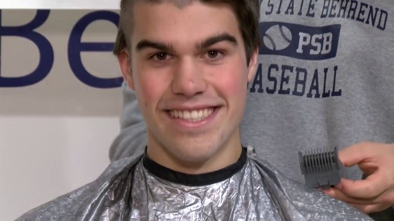 Behrend baseball players shave their heads to show support for Erie nonprofit organization