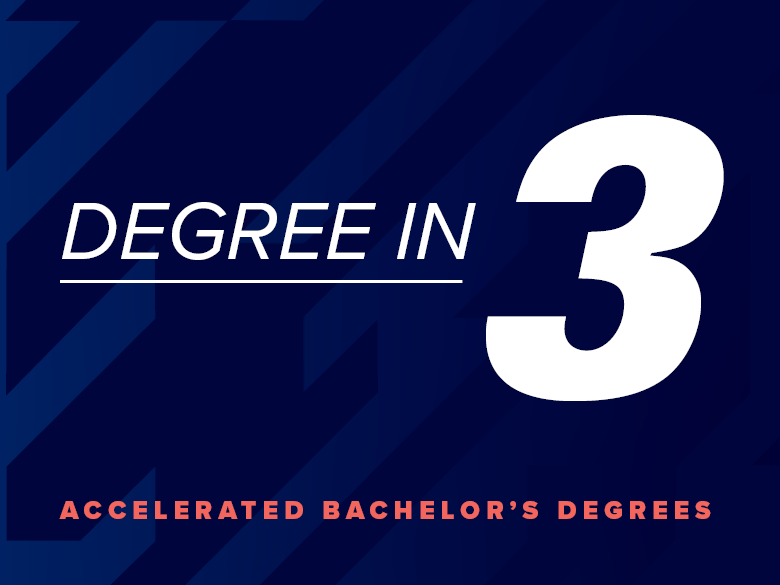 Image with the words Degree in 3 Accelerated Bachelor's Degrees