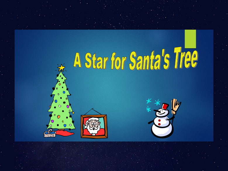 A Star for Santa's Tree planetarium dome poster with tree, Santa photo, and snowman.