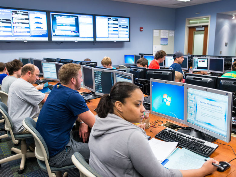 Students working in Burke 153 computer lab