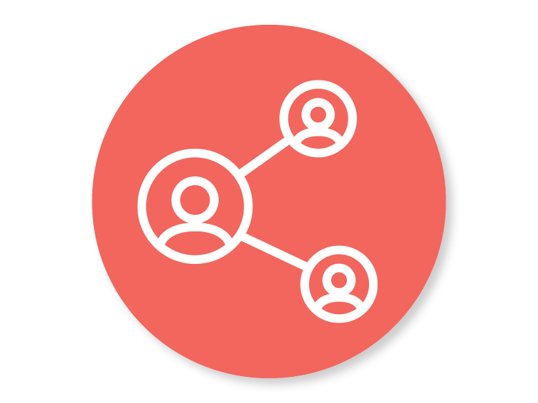 Icon showing three people connected