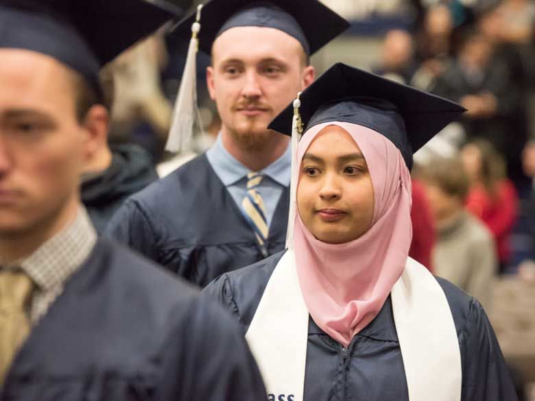Students from many backgrounds participate in commencement.