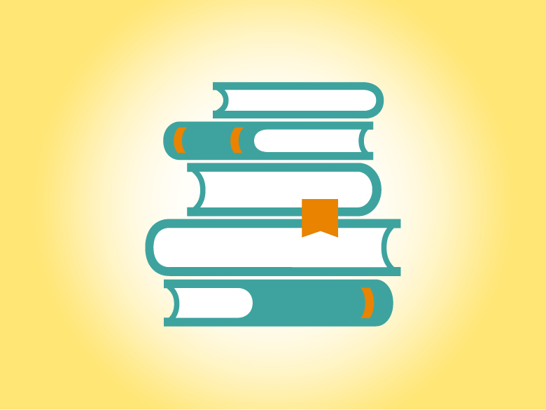 Illustration showing stack of books