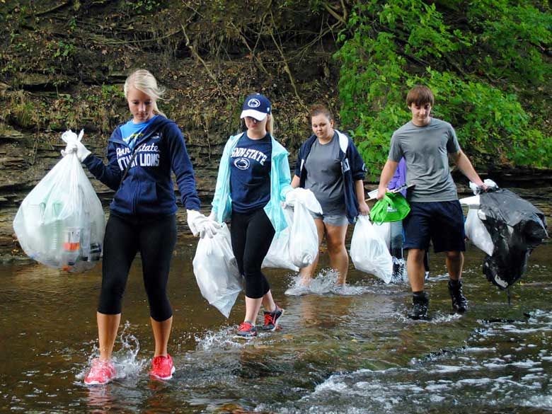Penn State Behrend students help keep Wintergreen Gorge clean.