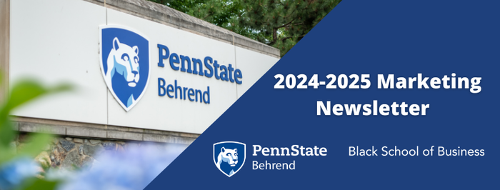 2024-2025 Marketing Newsletter text on blue background