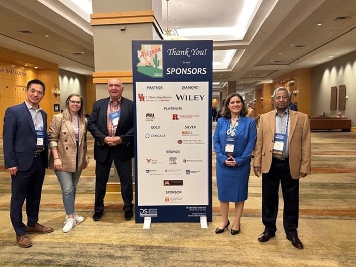 Business Faculty Attend 2024 DSI Conference. From left: Dr. Richard Peng, Dr. Zoe Schumm, Professor Gary Smith, Dr. Ozgun Demirag, Dr. Ray Venkataraman