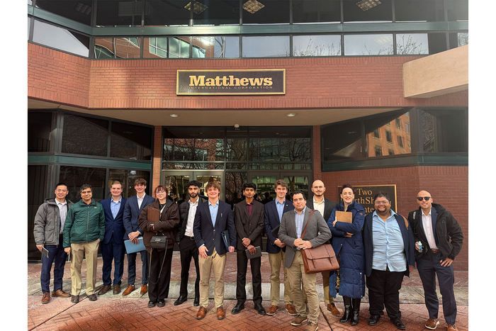 Photo of students in front of Matthews International in Pittsburgh PA