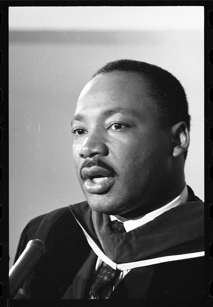 Martin Luther King Jr. speaks at press conference on March 2, 1965