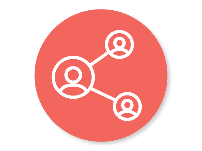 Icon showing three people connected