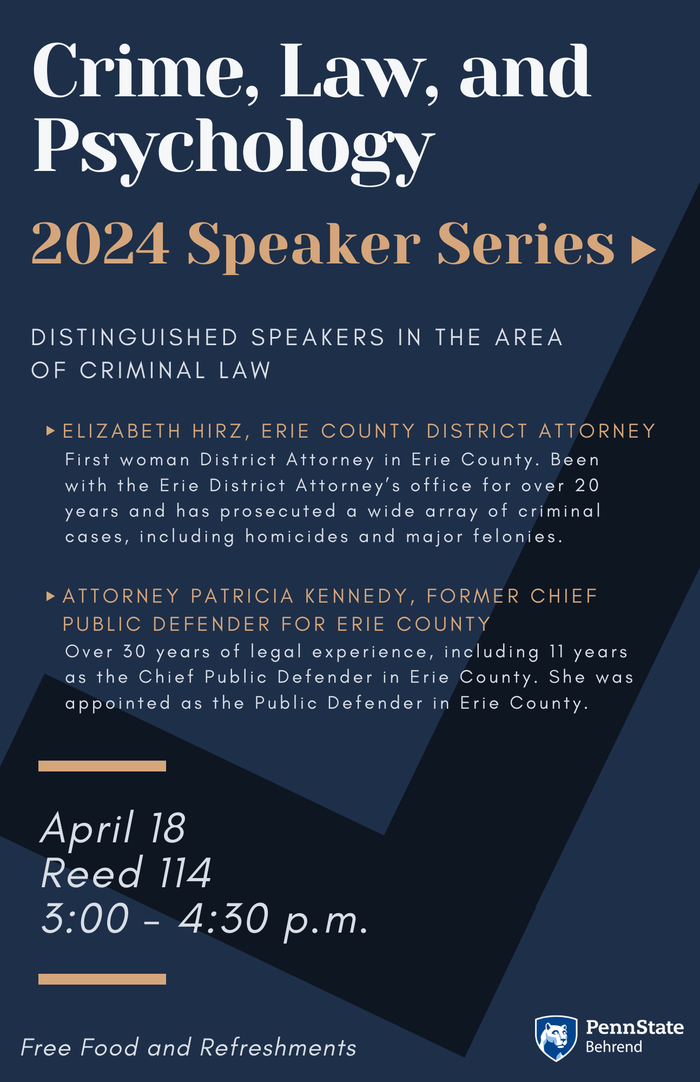 Crime, Law, and Psychology 2024 Speaker Series