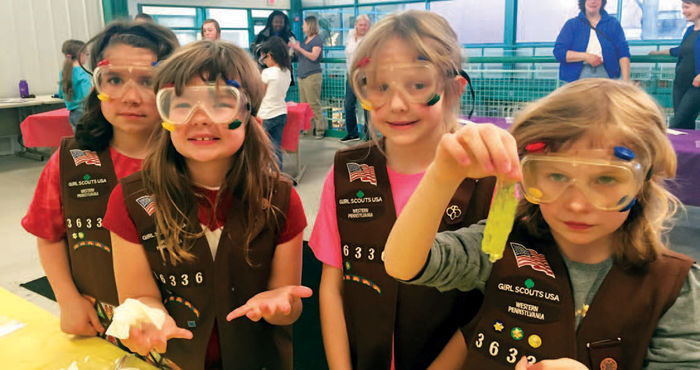Girl Scout Brownies participate in an outreach program at the School of Science.