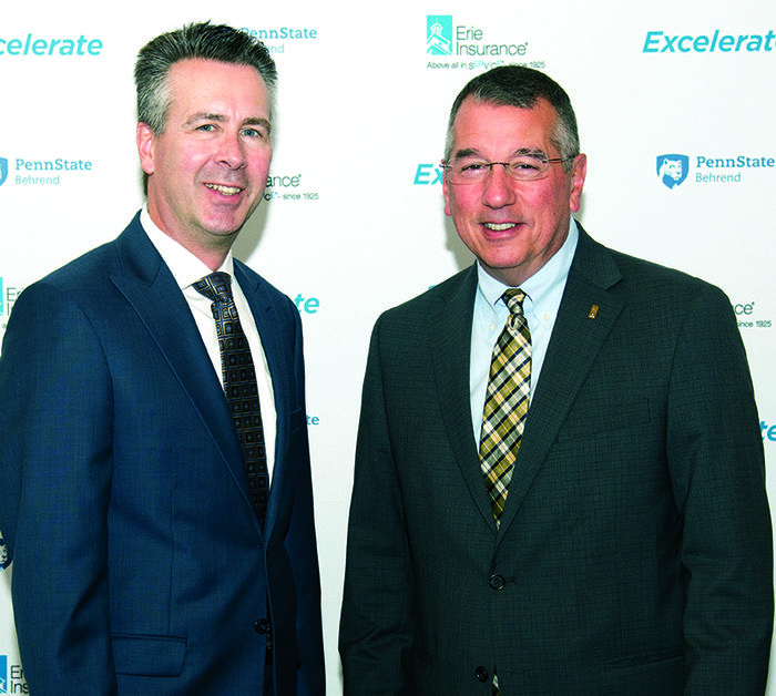Penn State Behrend Chancellor Ralph Ford and Erie Insurance president and CEO Tim NeCastro