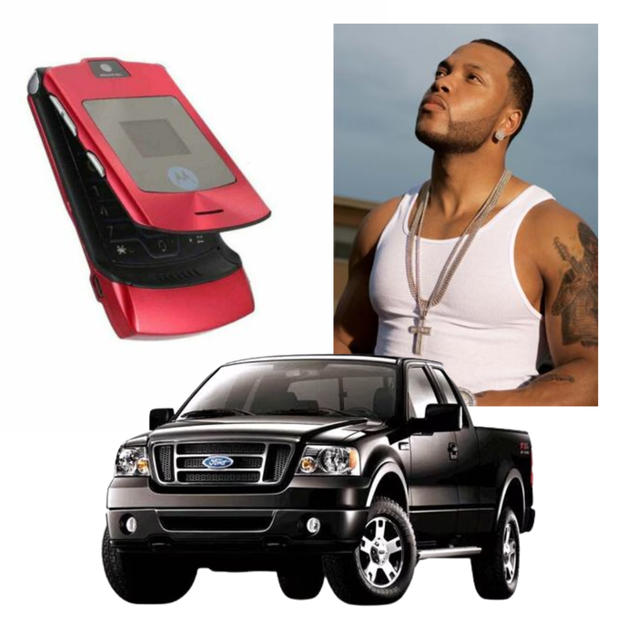Photo of cell phone, truck and Flo Rida