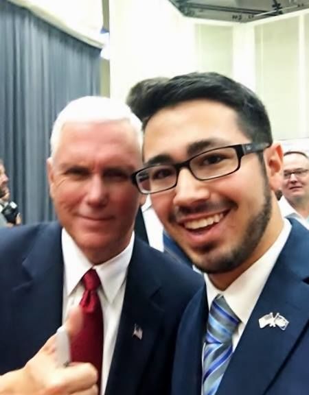 Mike Pence with former College Republicans President Justin Gallagher