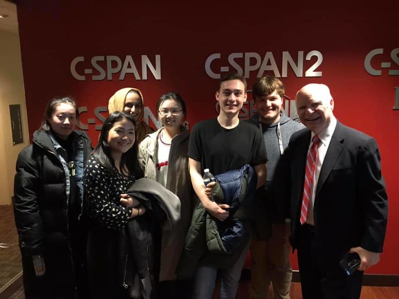 Penn State Behrend students met C-SPAN's Steve Scully and Brian Lamb in Washington, D.C., during Spring Break in March 2019.