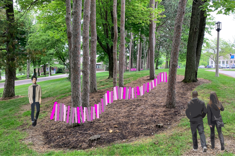 Pictured is concept art for "Color Walk,” the Campus Arts Initiative site-specific art project to be installed on Penn State Behrend’s campus later this month.