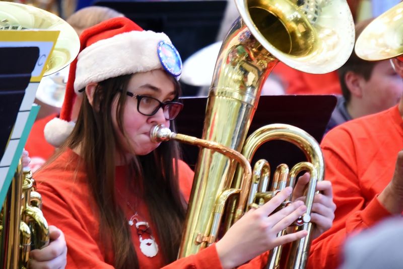 A musician performs at Penn State Behrend's annual Tuba Christmas concert.