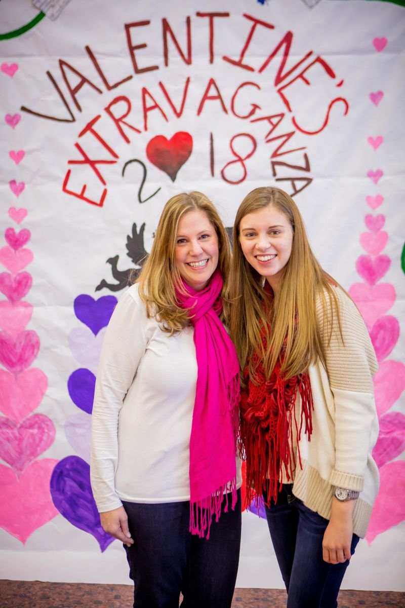Assistant professor of special education Karen Rizzo, left, and Penn State Behrend student Morgan Yelverton helped plan the first Valentine’s Day Extravaganza for members of the Erie community.