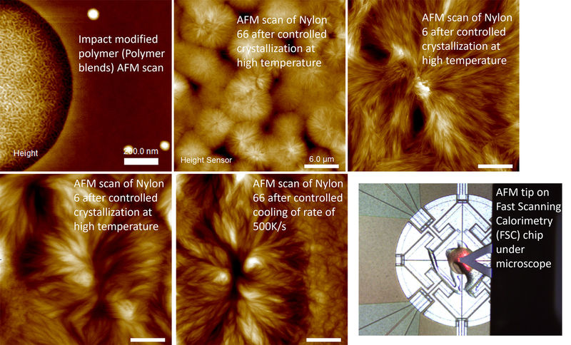 Example AFM images by Dr. Xiaoshi Zhang (description in caption)