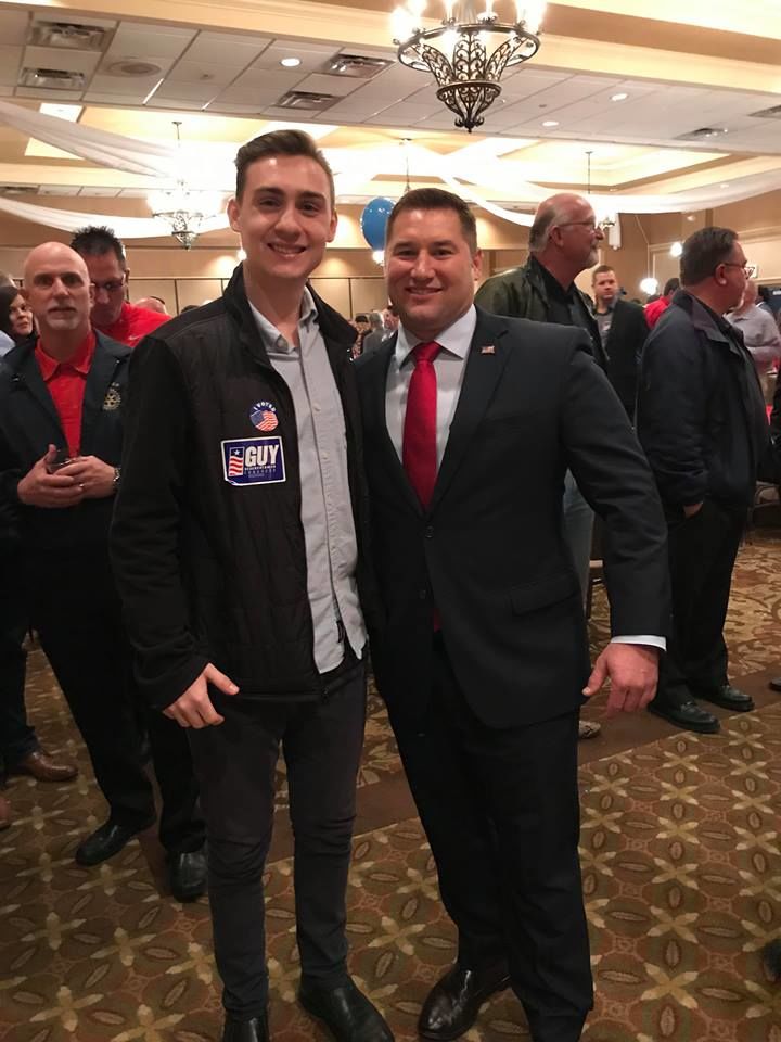 College Republican Avery Skiviat with Congressman-elect Guy Reschenthaler at his campaign victory party, November 2018