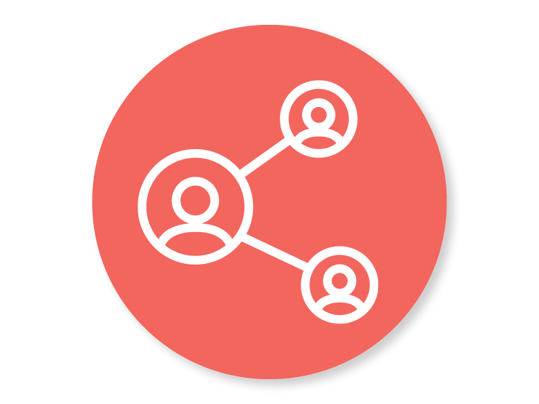 Icon showing three people connected