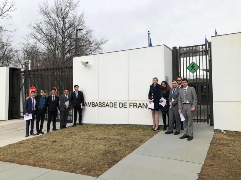 Model UN team visits French Embassy in Washington in February 2019