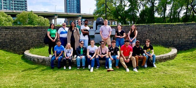 Penn State and Toronto Metropolitan Students with a Fort York cannon.