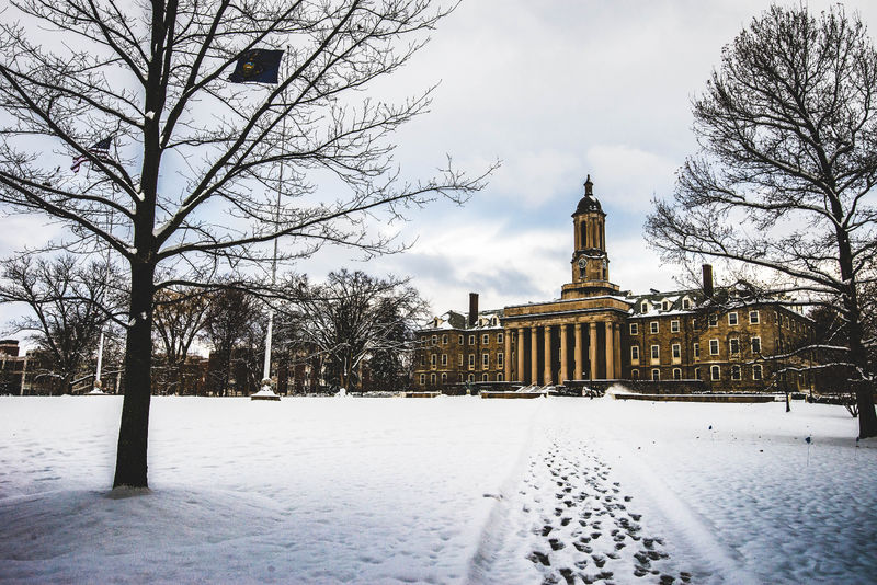 Old Main on a snowy day