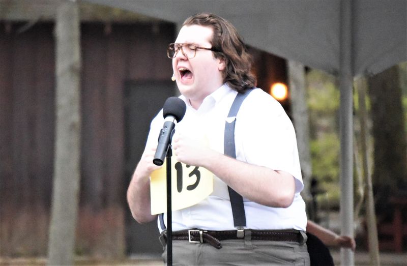 A Penn State Behrend student rehearses his role in "The 25th Annual Putnam County Spelling Bee"